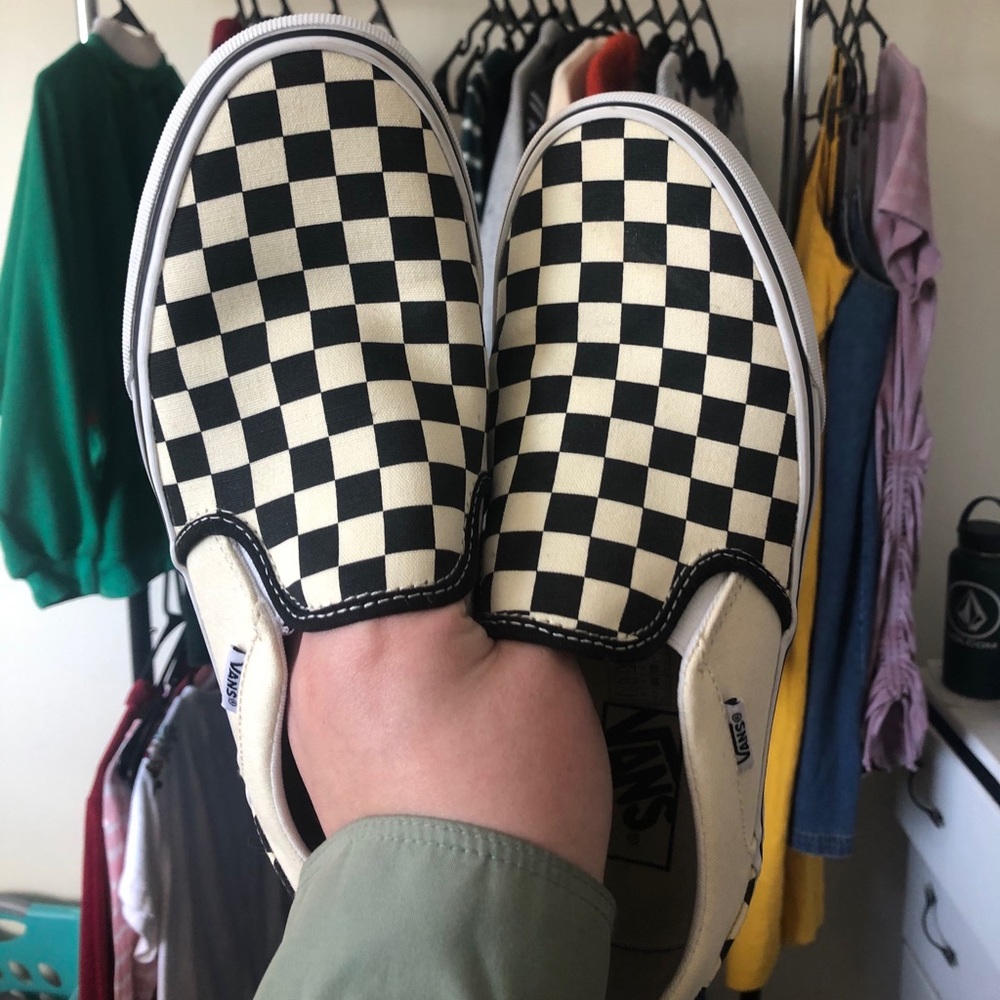 vans checkered slip-ons.